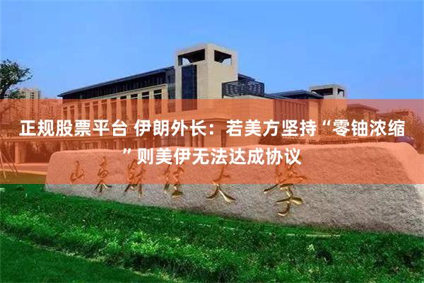正规股票平台 伊朗外长：若美方坚持“零铀浓缩”则美伊无法达成协议