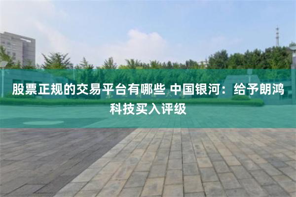股票正规的交易平台有哪些 中国银河：给予朗鸿科技买入评级