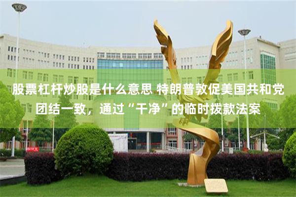 股票杠杆炒股是什么意思 特朗普敦促美国共和党团结一致，通过“干净”的临时拨款法案