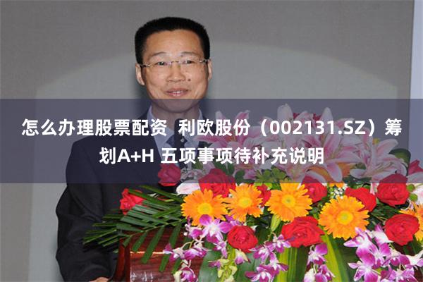 怎么办理股票配资  利欧股份（002131.SZ）筹划A+H 五项事项待补充说明