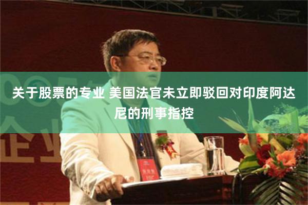 关于股票的专业 美国法官未立即驳回对印度阿达尼的刑事指控