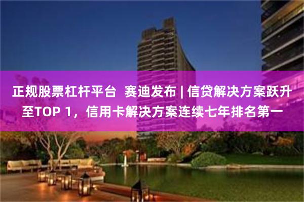 正规股票杠杆平台  赛迪发布 | 信贷解决方案跃升至TOP 1，信用卡解决方案连续七年排名第一